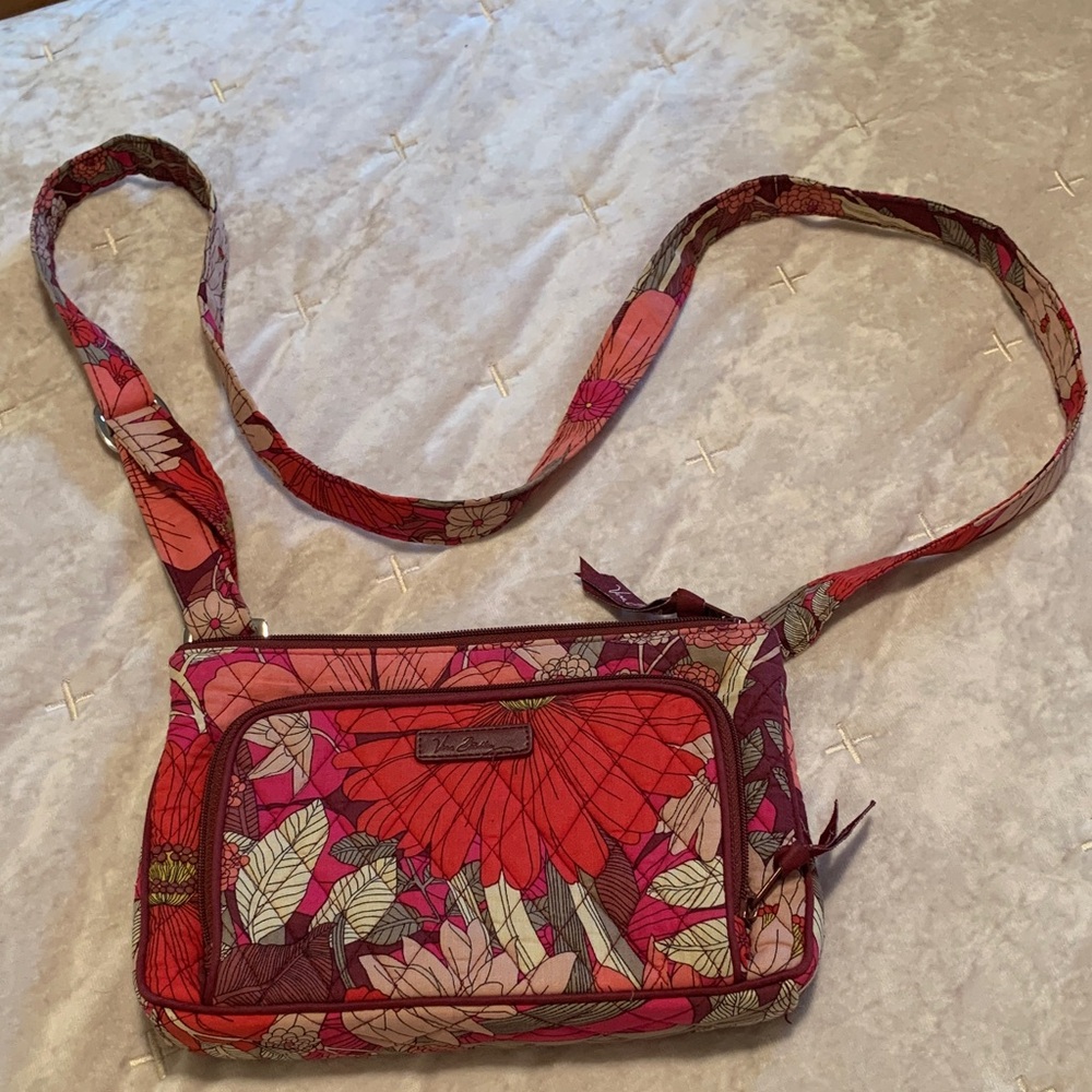 Floral Quilted Crossbody Bag in Pink and Red
